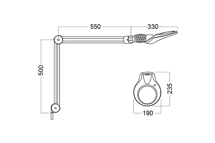 Luxo, Luplampe, KFM, LED, Hvid/Sort