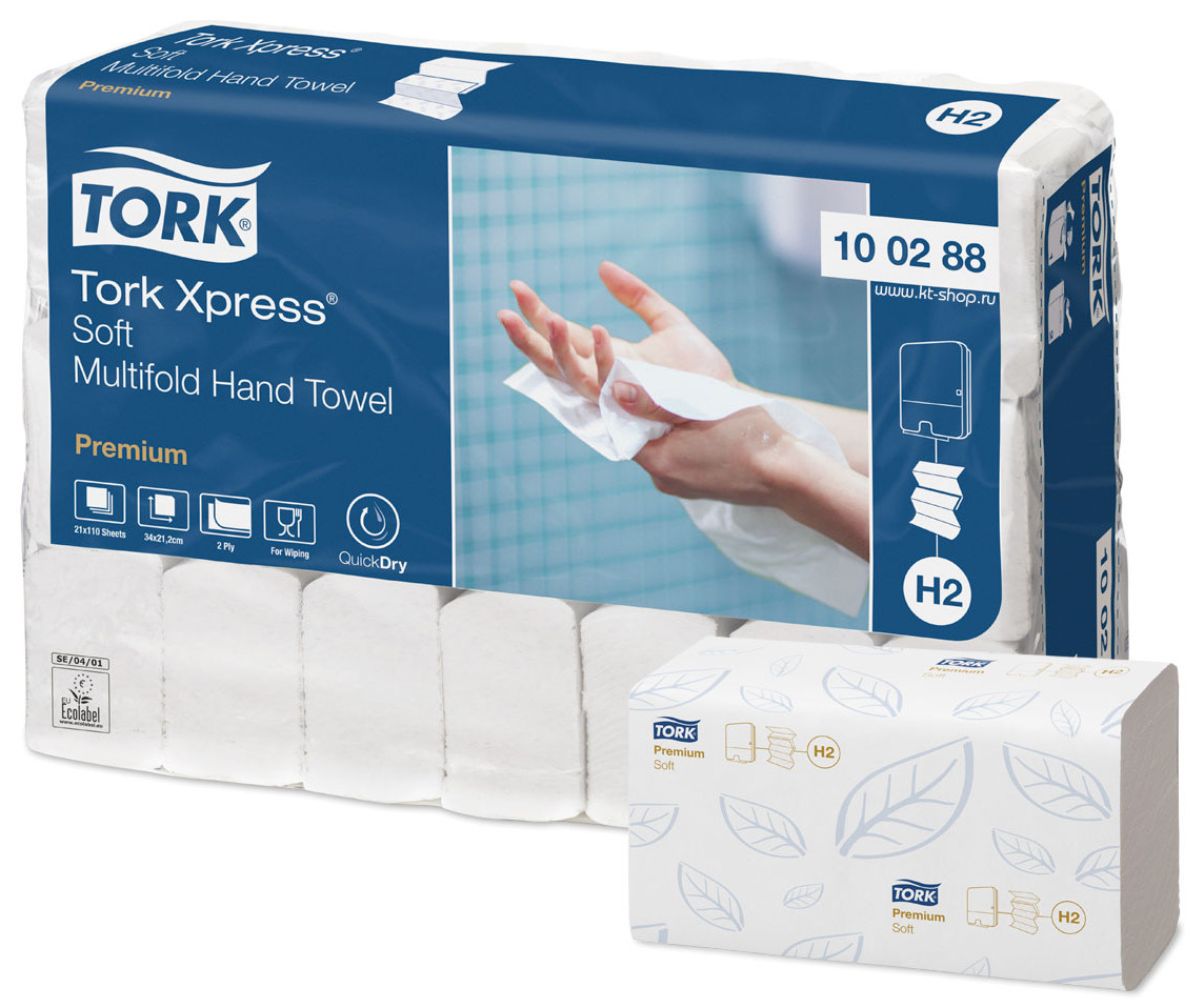 Tork Premium, H2, Håndklædeark, Xpress, Soft, 2 la