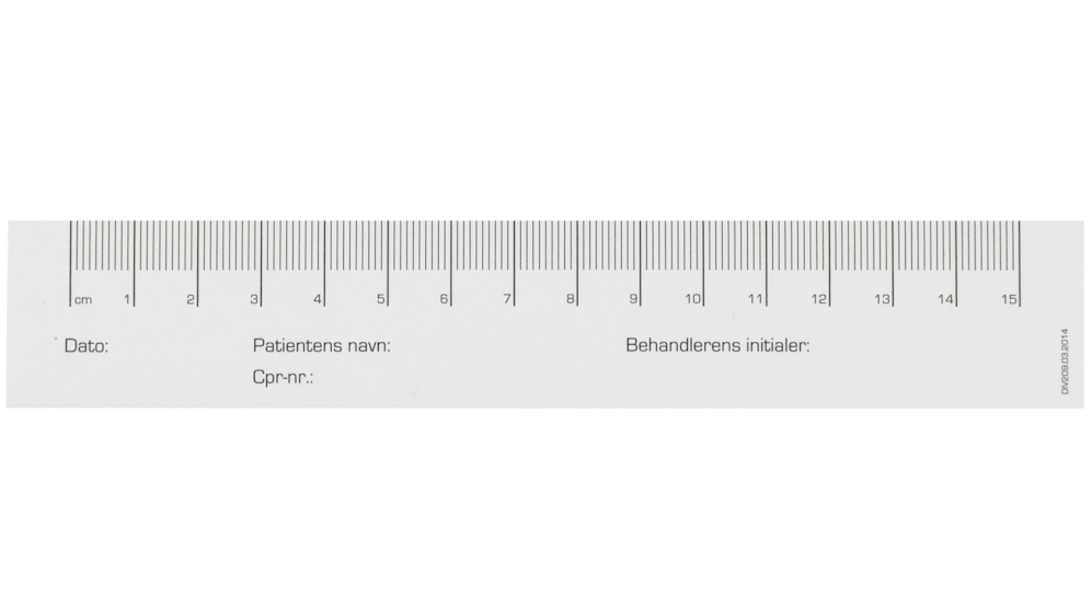 Sårmåleredskab, 17x3cm, med klæb på bagside, 125 s
