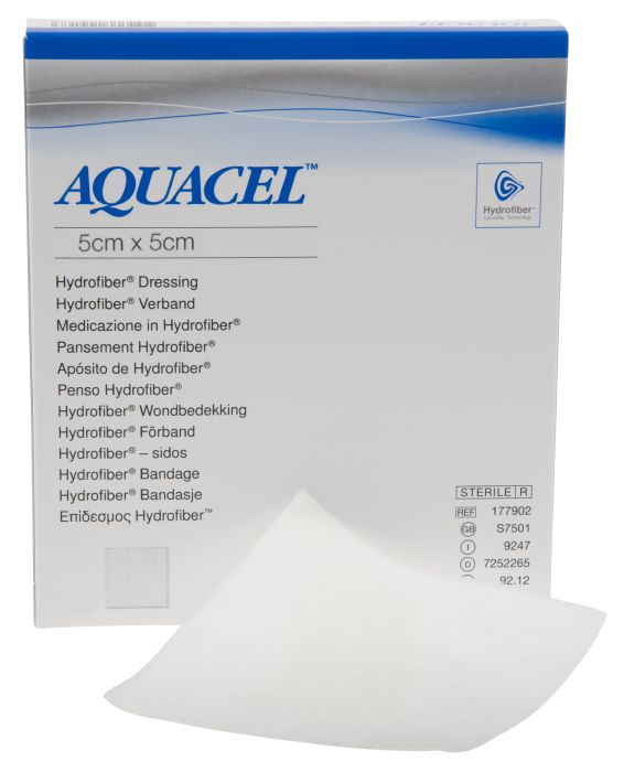Aquacel, Hydrofiber Sårbandage, 5 x 5 cm, 10 stk, 
